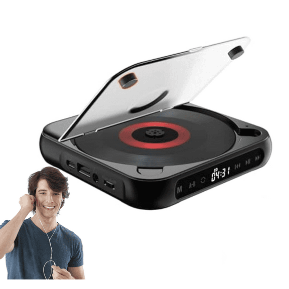 Portable Bluetooth-Compatible CD Player, 2025 New CD Player with Hi-Fi Sound, Wireless & Wired Playback, Rechargeable Battery ,Rechargeable Small CD Players for Travel, Home, Car (Black)
