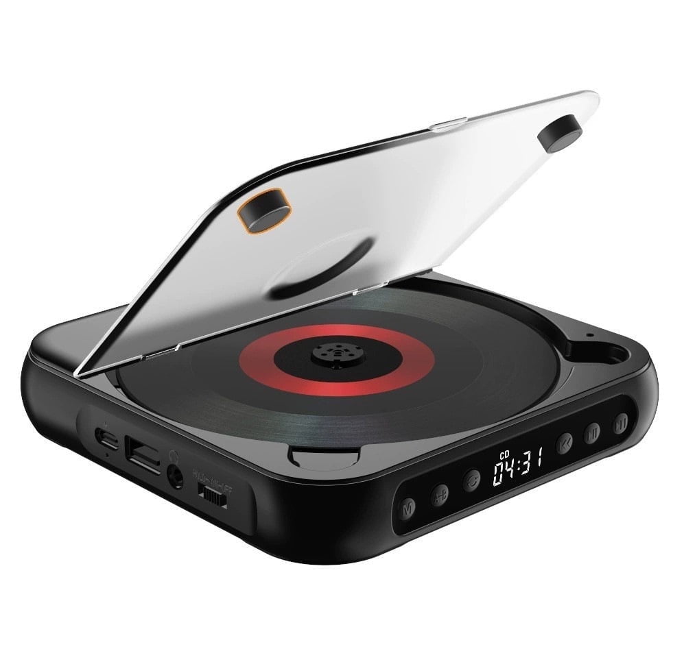 Portable Bluetooth Compatible CD Player with Hi-Fi Sound Wireless & Wired Playback Rechargeable Small CD Players for Travel Home Car (Black)