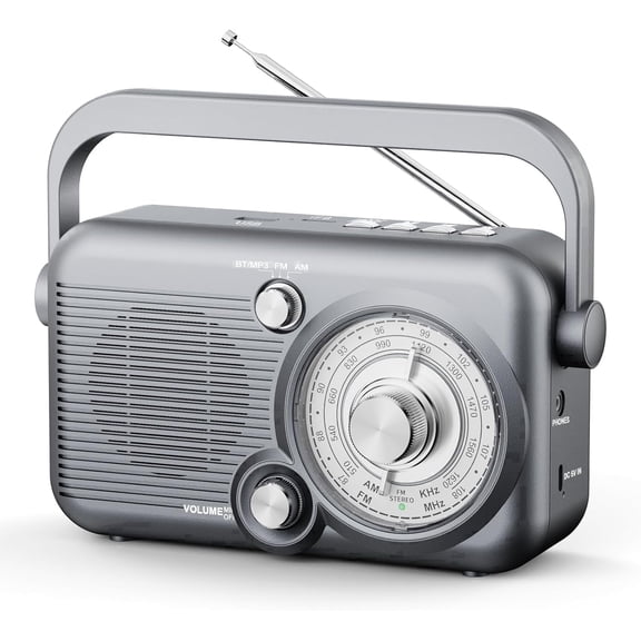 Portable Bluetooth AM FM SW Radio, Vintage Transistor Radio with Battery Operated/USB Rechargeable,Support USB & TF Card for MP3,TWS,Stereo Earphone Output,for Indoor,Outdoor,Travel,Gifts for Seniors