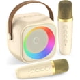 thumbnail image 1 of Portable Bluetooth Karaoke Machine - 2 Wireless Mics & Party Lights, Birthday Gift for Kids/Adults, Family Party Fun, 1 of 9