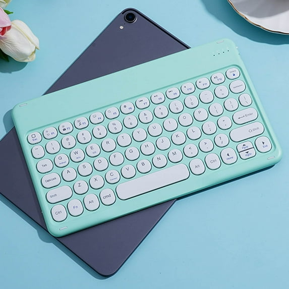 Portable Bluetooth Keyboard - 9.6"x5.7"x0.2" Wireless Mini, Retro Typewriter Style, Colorful Designed, Compact for Phone Tablet PC, Home Office Travel Use