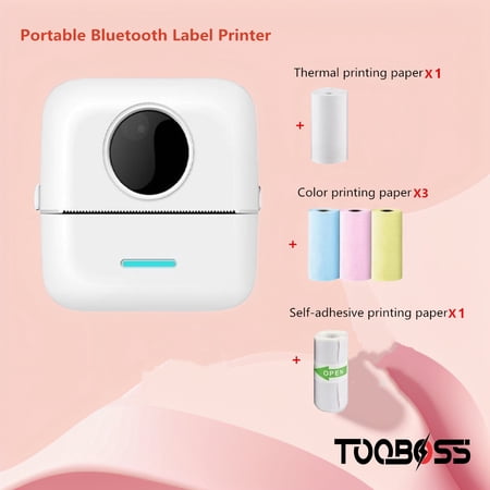 Portable Bluetooth Label Printer, Small Sticker Printing Machine Compatible with iOS & Android,Easy to use Inkless Rechargeable heat for Home/Office/Photos/Stickers/Labels/Receipts, Pocket Printer