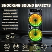 Portable Bluetooth PA Speaker with Deep Bass, RGB Lights, Karaoke, TWS/TF/USB/AUX, Long Battery for Parties, Camping, Home Theater & Gifts