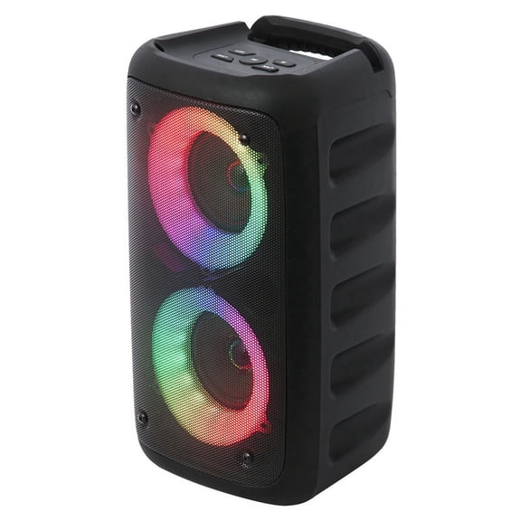 Portable RGB Party Speaker with Karaoke Microphone, TWS Pairing, Loud Bass, Rechargeable Audio System for Indoor Outdoor Use
