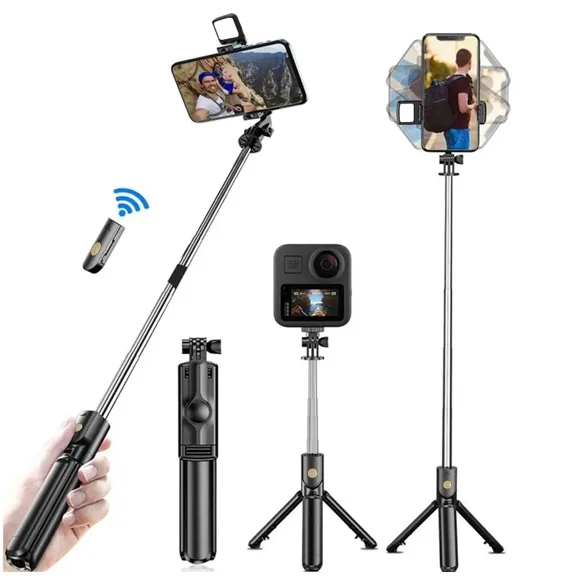 Portable Bluetooth Selfie Tripod Retractable Multifunctional Phone Holde With Selfie light Wireless Remote Bracket Shutter
