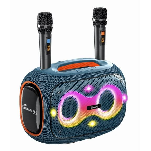 WorryFree Gadgets Portable Bluetooth Speaker with Two Microphones, Deep Bass, Large Party Wireless Speakers, 120W, Blue
