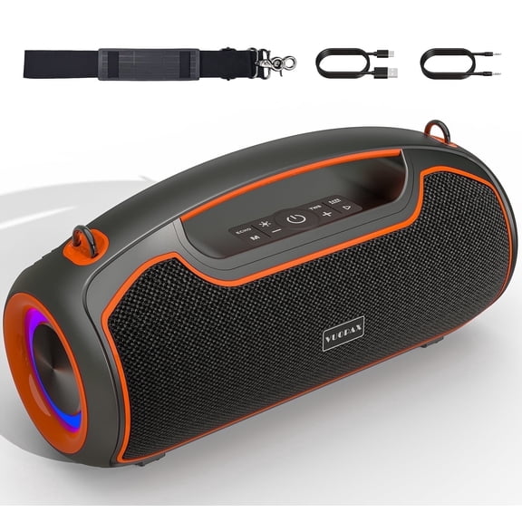Portable Bluetooth Speaker 200W Peak,IP65 Waterproof Outdoor Wireless Speaker with 24H Playtime,Deep Bass,TWS and USB/AUX/TF Input for Party
