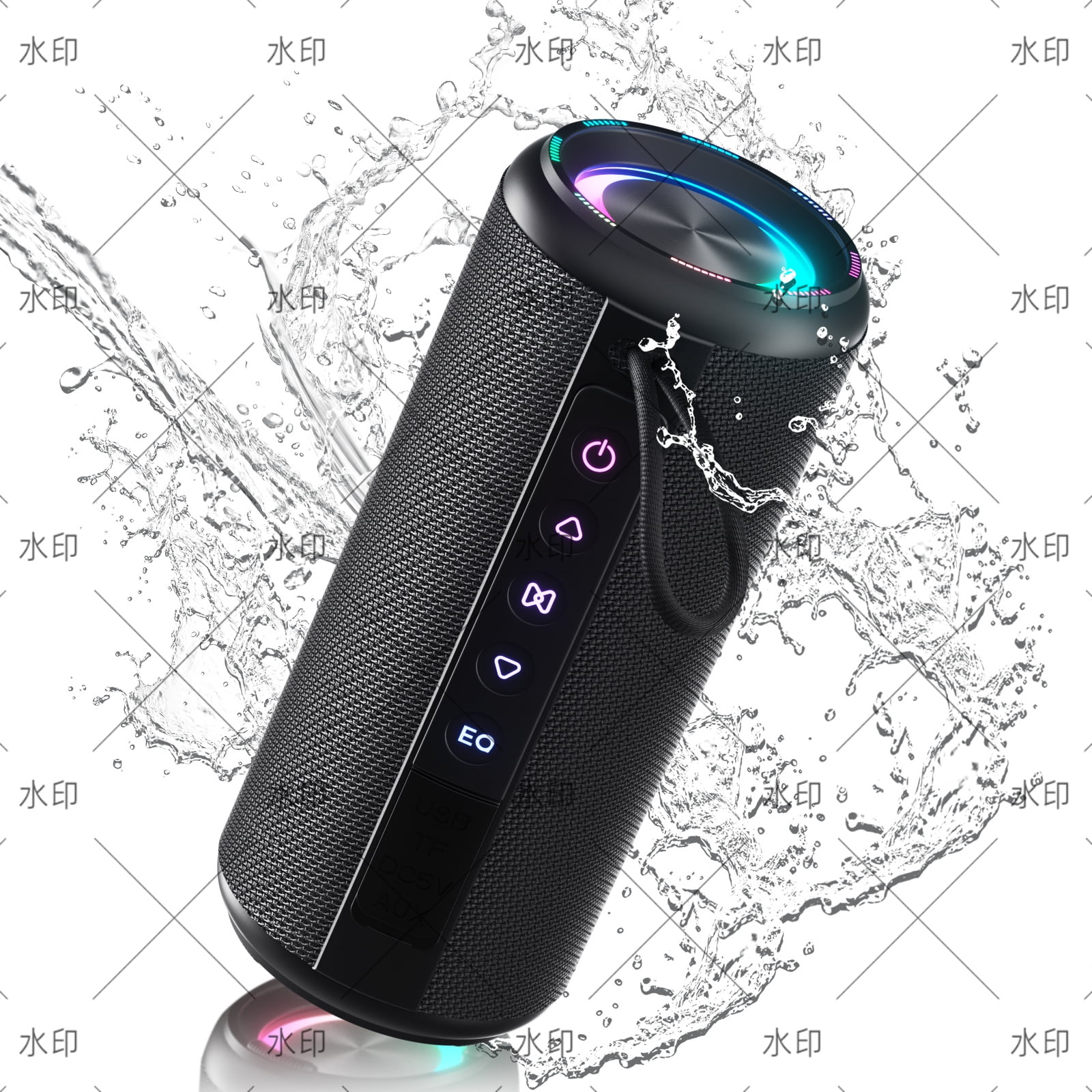 Portable Bluetooth Speaker, Up to 30H Playtime Wireless Speaker IPX7 Waterproof  TWS Pairing Powerful Speakers with Bluetooth 5.4, for Home/Party/Outdoor/Beach/Travel, Men Women Gifts (Black)