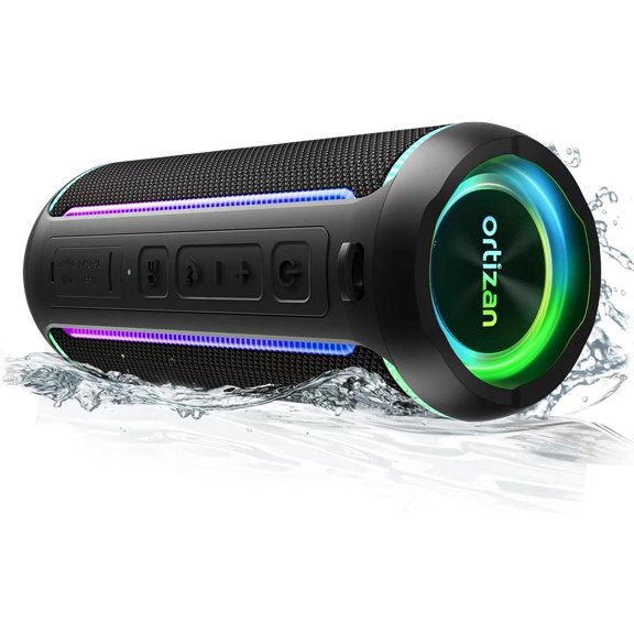 Portable Bluetooth Speaker (3nd Gen), Bold 40W Sound with DSP Bass Boost, IPX7 Waterproof, 30Hrs of Playtime, TWS, BT 5.3, Colorful Lights, EQ, USB, Wireless for Home, Outdoor, Party - Black