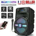thumbnail image 1 of Portable Bluetooth Speaker 8" Subwoofer Rechargeable with Microphone Sound LED Party PA System 1100W, 1 of 9