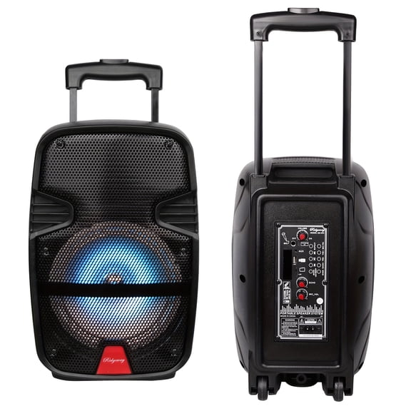 Portable Bluetooth Speaker 8 Subwoofer with Mic, LED Lights, USB/TF/AUX, FM Karaoke System
