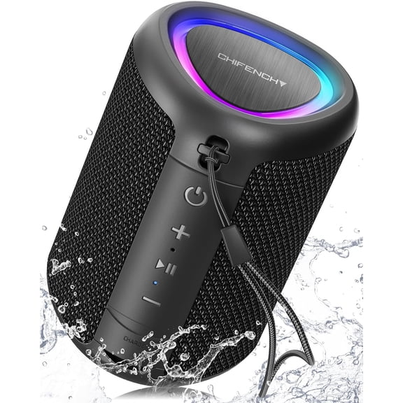 Portable Bluetooth Speaker Beach Essentials: Powerful Crystal Clear Sound/Dynamic Light/IPX5 Waterproof/All Day Playtime/Wireless BT 5.3/TWS Paring, Dad Gifts, Outdoor|Travel|Camping|Pool Accessories