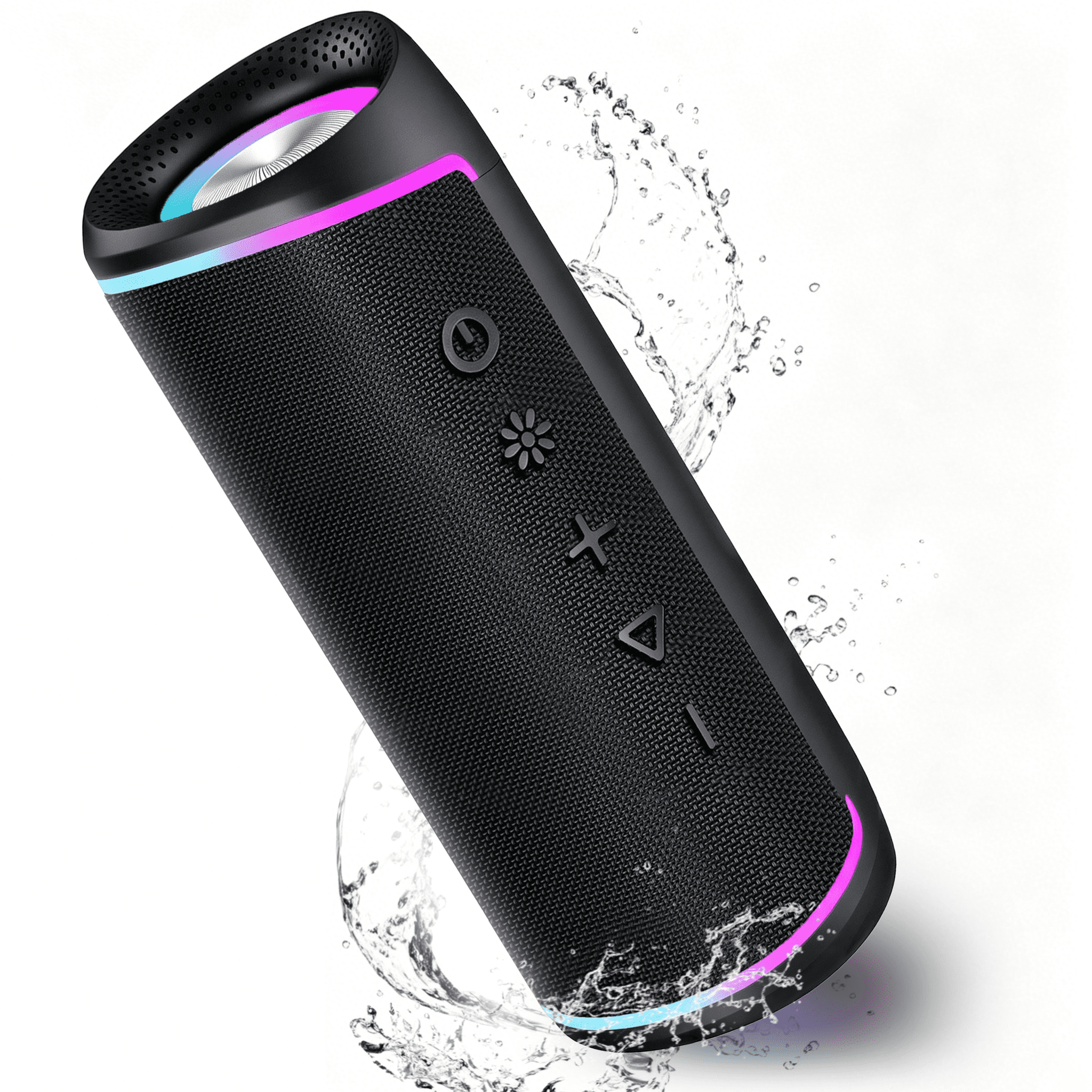 Portable Bluetooth Speaker with RGB Lights, IPX6 Waterproof Wireless Speaker 10H Playtime, Outdoor Loud Speaker with TWS Pairing for Bike Beach Party Home, Black