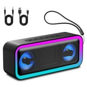 Portable Bluetooth Speaker IP7 Waterproof, 40W Loud Sound Wireless Ultra Bluetooth Speaker, 30H Playtime, Deep Bass, Colorful LED Lights, BT5.4, Suitable for Home/Party/Outdoor/Beach/Gift Black