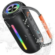 Portable Bluetooth Speaker, IP7 Waterproof, Wireless Ultra Bluetooth Speaker with 66mm Drivers, 24Hrs Playtime, Deep Bass, RGB Lights, BT5.4, AUX, TF Card, Speaker for Home/Party/Outdoor/Beach