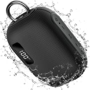 Portable Bluetooth Speaker, IP67 Waterproof Shower Speaker with Digital Battery Display, Powerful Sound, 24H Playtime, TWS Pairing, USB/TF Card, Small Speaker for Outdoor Travel Home, Gift-Black