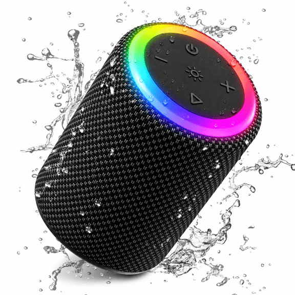 Portable Bluetooth Speaker, IPX6 Speakers Bluetooth Wireless, 15W Loud Stereo Sound, 15H, Beat-Synced RGB Light, Outdoor Speakers for Shower, Pool, Beach, Hiking and Gifts for Men Women