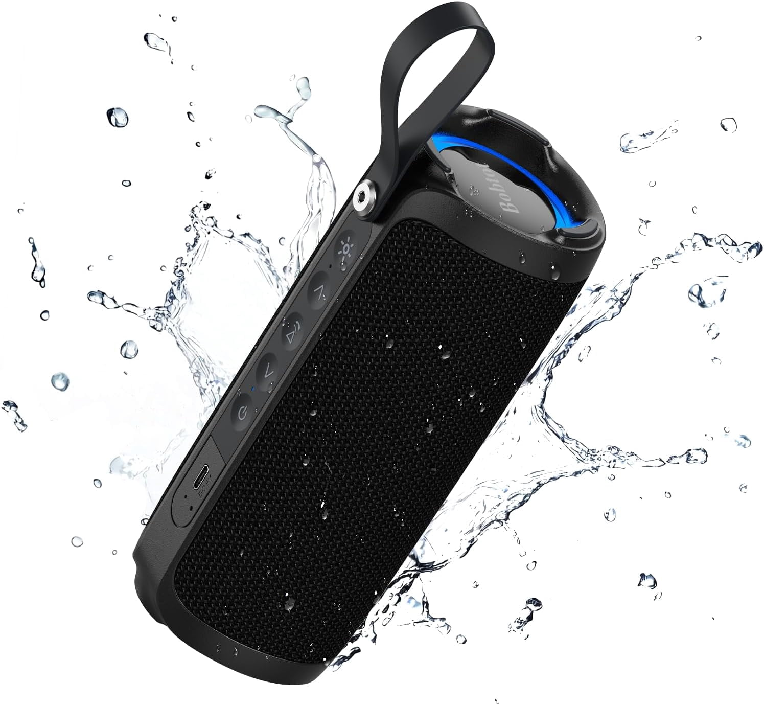 Portable Bluetooth Speaker, IPX6 Waterproof Speaker with Punchy Bass, 15W Loud Sound, RGB, 15H Playtime, Dual Pairing for Party, Camping, Beach, Black
