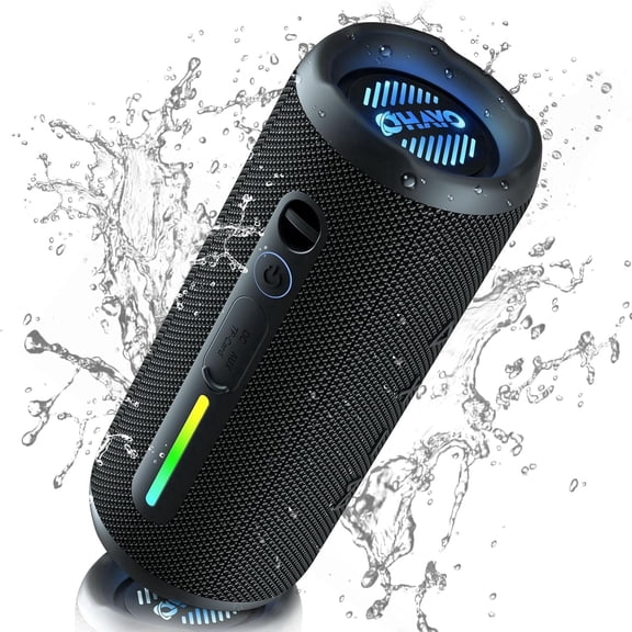 Portable Bluetooth Speaker, IPX7 Waterproof, 24W Bass Boost, Bluetooth 5.3, LED Lights, TWS Stereo, 25H Playtime, Outdoor Beach Home Travel