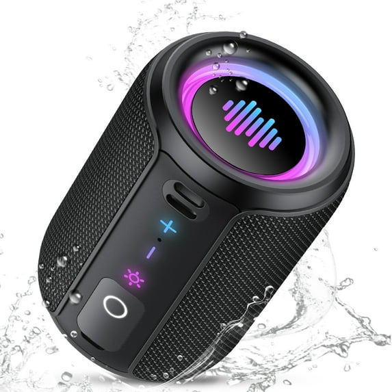 Portable Bluetooth Speaker IPX7 Waterproof Wireless Speaker with 20W Powerful Speaker 24Hrs Playtime Colorful Flashing Lights TWS Wireless Pairing for Outdoor/Party/Beach/Travel/Gifts