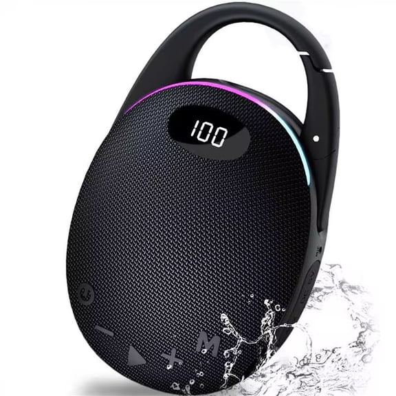 Portable Mini Bluetooth Speaker with HD Sound, LED Power Display, Big Pro Sound with Punchy Bass,Integrated Carabiner, 30H Playtime, Colorful RGB Lights, TWS pairing,Outdoor/Party/Travel, Gift Ideas