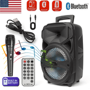 CURUK Portable Wireless Bluetooth Speaker, 8 Portable Speaker with FM Radio, USB, SD Slot, Karaoke with Mic, Remote Control