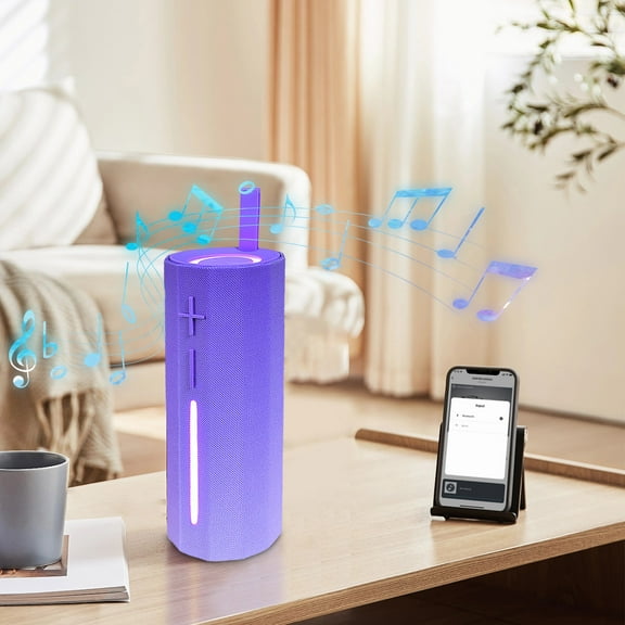 Portable Bluetooth Speaker, LED Colorful Lights, 360° Surround Sound, FM Radio, 15M Range, Powerful Bass, Outdoor/Indoor Use, Waterproof Wireless Music Player