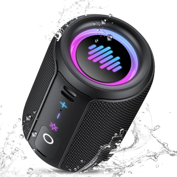 Portable Bluetooth Speaker with Lights, 5.4 Speaker, Powerful Crystal Clear Sound,All Day Playtime,15W Loud Stereo Sound, IPX7 Waterproof,TWS pairing for Travel/Outdoor/Home/Party,Gift Ideas