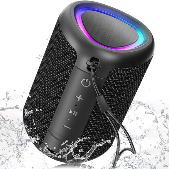 Portable Bluetooth Speaker with Lights,IPX4 Waterproof Wireless Outdoor Speaker,Speaker with Loud Stereo Sound,Bluetooth 5.3,TWS Paring for Home, Outdoor, Party