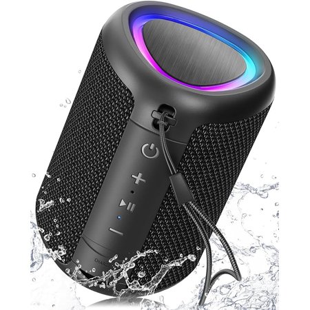 Portable Bluetooth Speaker with Lights, Powerful Crystal Clear Sound, IPX5 Waterproof, All Day Playtime, AUX&TF-Card Input, Bluetooth 5.3, TWS Paring, Small Wireless Speaker for Outdoor, Gift Ideas