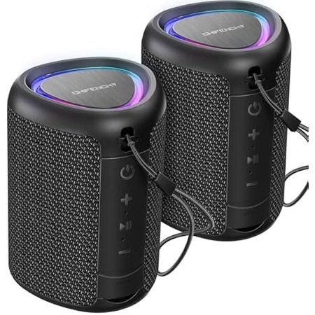 Portable Bluetooth Speaker with Lights, Powerful Crystal Clear Sound,IPX5 Waterproof, All Day Playtime, AUX&TF-Card Input, Bluetooth 5.3, TWS Paring, Small Wireless Speaker for Outdoor, Gift Ideas