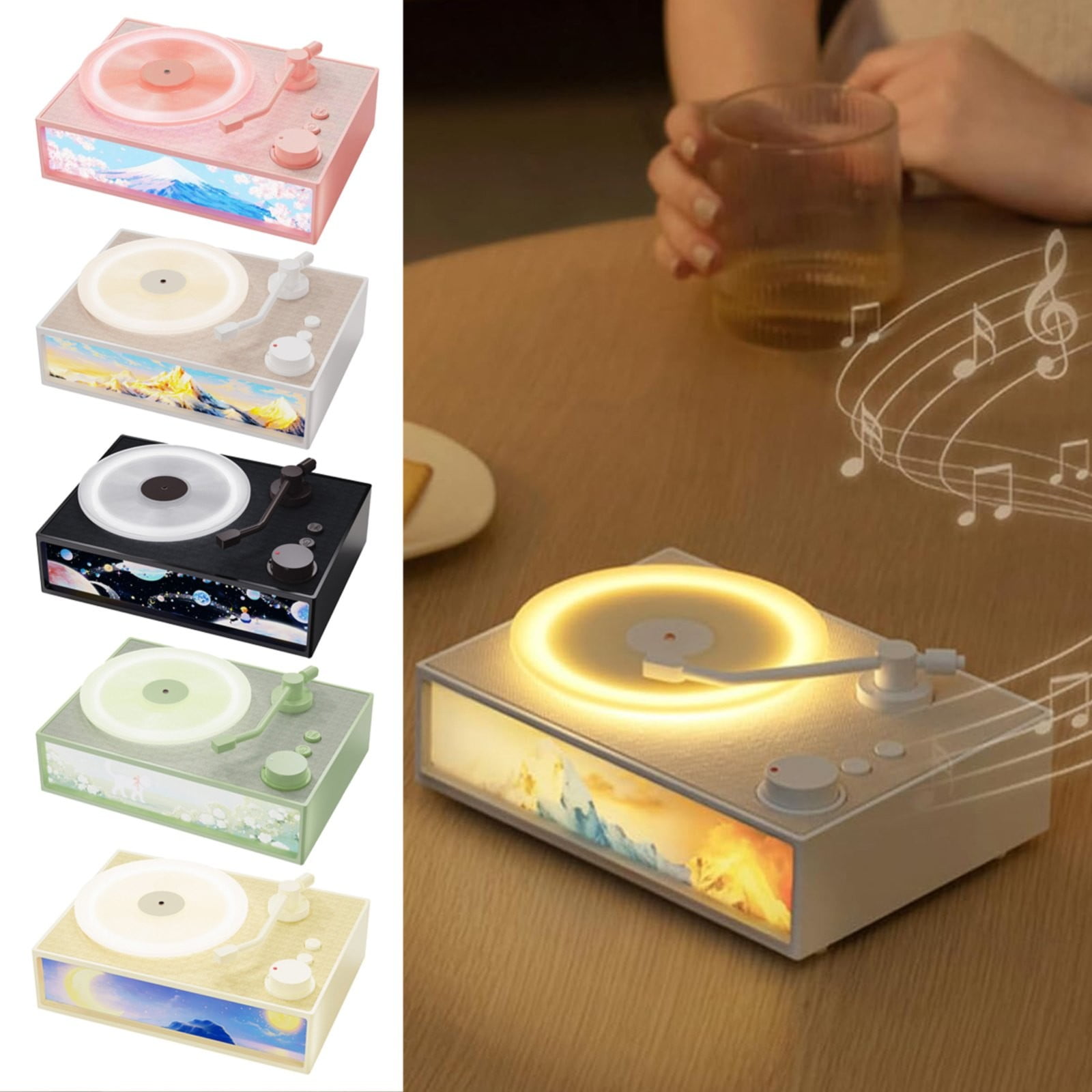 Bluetooth Speaker For Record Player Portable Bluetooth Speaker with Lights, Vintage Record Player with