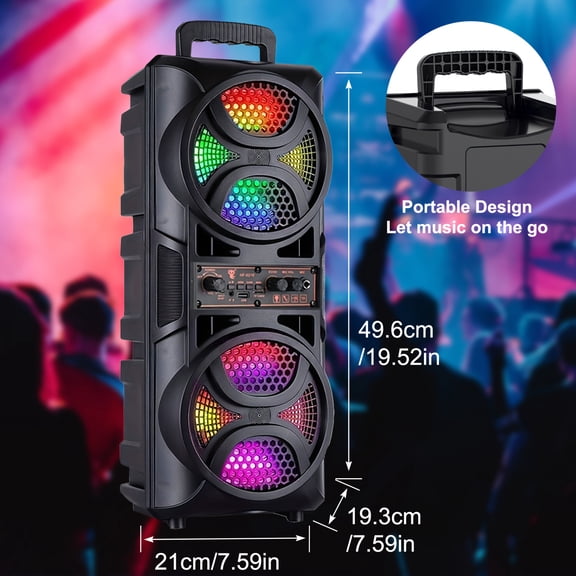 Portable Bluetooth Speaker with Microphone & Subwoofer, RGB Lights, 2400mAh Battery, USB Charging - Wireless Outdoor Party Speaker for Home, DJ, Christmas Gifts