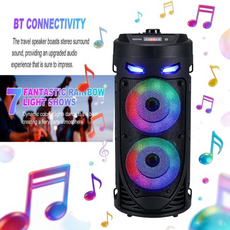Portable Bluetooth Speaker,Powerful Sound with Deep Bass,Waterproof,24H Playtime,RGB Party Lights,Wireless Stereo Pairing