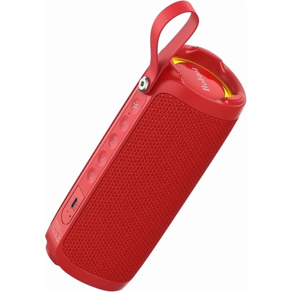 Portable Bluetooth Speaker RGB IPX6 Waterproof, 15W Loud Sound, Deep Bass, Bluetooth 5.3 Wireless Stereo Pairing 15H Playtime, for Home/Outdoor/Party/Beach, Birthday Gift (Red)