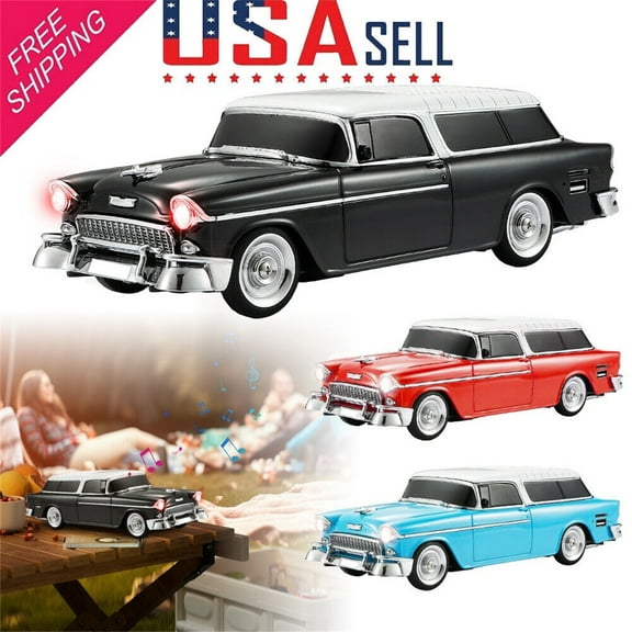 Portable Bluetooth Speaker Rechargable 1955 Vintage Retro Car Portable Wireless FM AUX USB Black