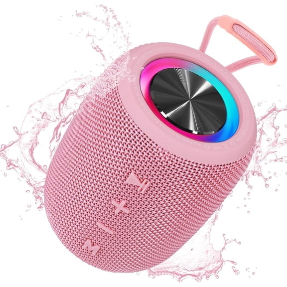 Portable Bluetooth Speaker, Wireless Speaker with Multi LED Light Dynamic Modes, BT5.3, IPX6 Waterproof, 16H Playtime, 20W Bass Diaphragms, Supports FM Mode, TF, USB for Home, Outdoor, Beach, Party