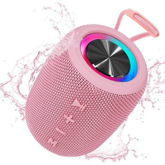 Portable Bluetooth Speaker, Wireless Speaker with Multi LED Light Dynamic Modes, BT5.3, IPX6 Waterproof, 16H Playtime, 20W Bass Diaphragms, Supports FM Mode, TF, USB for Home, Outdoor, Beach, Party