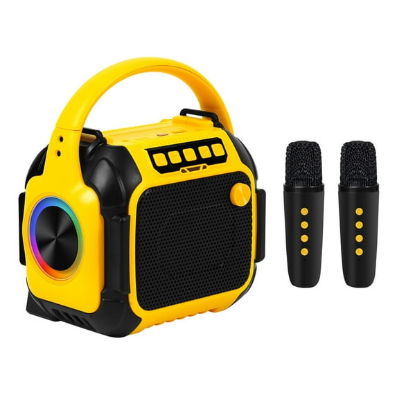 Portable Bluetooth Speaker with Karaoke Machine, 2 Wireless Microphones, Multiple Sound Variations, RGB Light