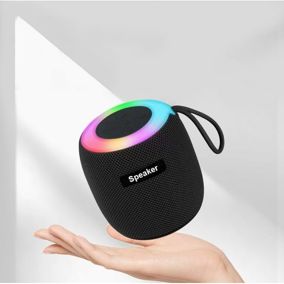 ​Portable Bluetooth Speaker with RGB Lights - Mini Wireless Subwoofer, 5.0 HD Sound, 300g Lightweight - Outdoor/Indoor Use Black