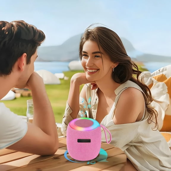Portable Bluetooth Speaker with Subwoofer, Loud Volume, RGB Lighting, T-Card & USB Playback, Wireless Stereo, 800mAh Battery for Outdoor & Home Use