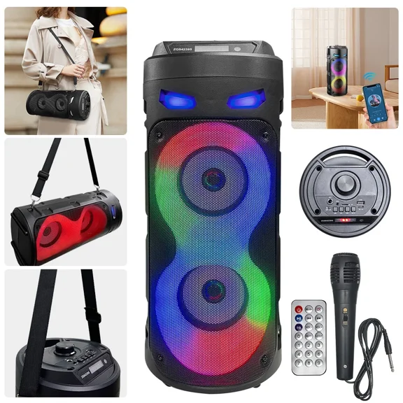 Portable Bluetooth Speaker with Subwoofer, Wireless Speakers with Booming Bass