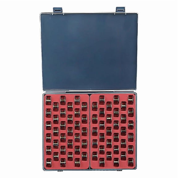 Portable Bobbins Case 33/66 Grids Bobbin Storage Box with Lid for Sewing