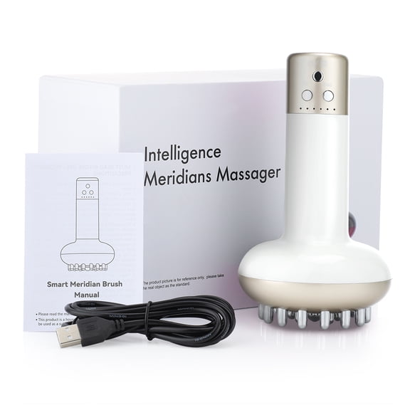 Portable Body Gua Sha Massager with 6 Microcurrent & Vibration  Handheld Body Scraper Massage for Muscle Comfort, Waist, Neck, Leg  Red Light & Heating for Home Use, White