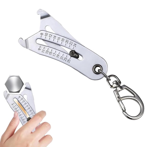 Portable Bolt Head Size Finder and Thread Checker, Heavy-Duty Steel Nut & Bolt Identifier Gauge Keychain, Fastener Checker & Wrench Metric Measurement Tool for Mechanics, Handymen, DIY (1PC)