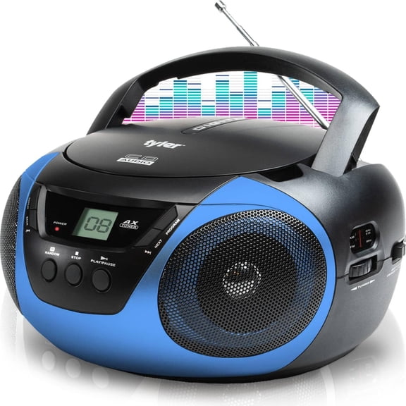 Portable Boombox CD Player AM/FM Radio Combo, Dynamic Boom Box CD Players for Home/Outdoor Portable Stereo with Speakers, Long Antenna for Best Reception Aux Input/3.5mm Headphone Jack, Blue