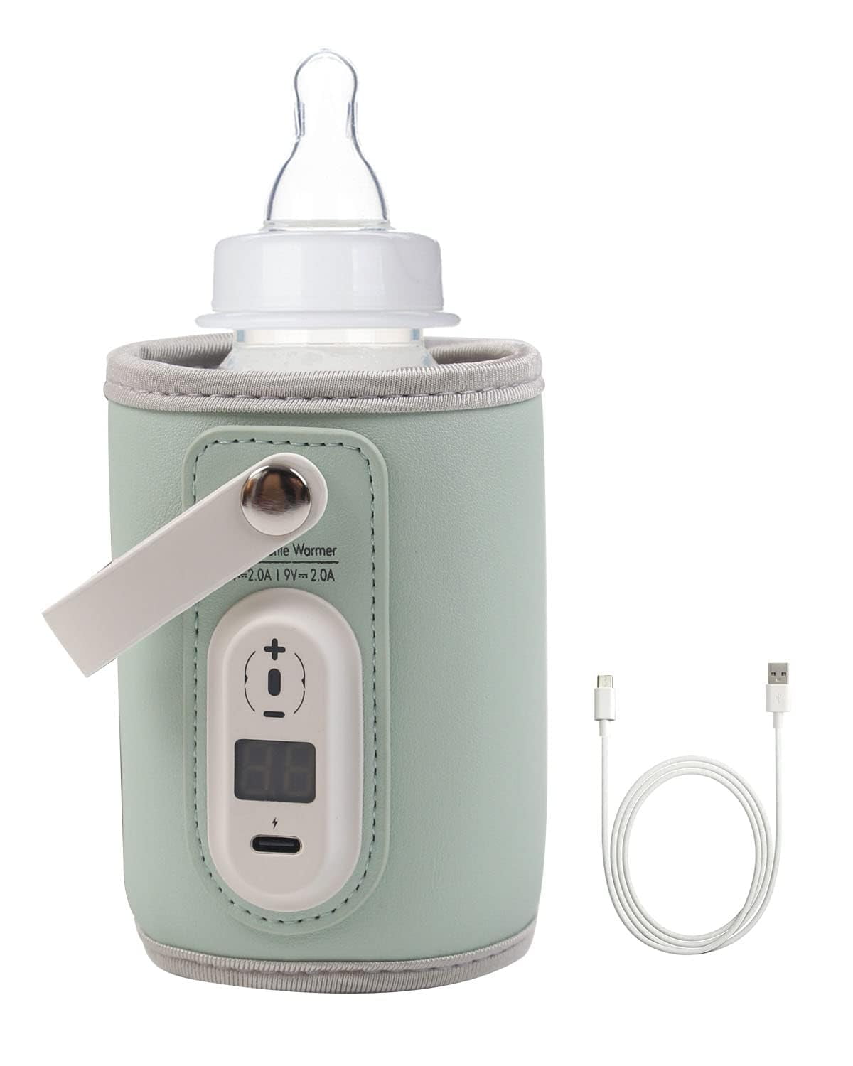 Portable Bottle Warmer for Baby Breastmilk, USB Charge and Accurate Heating of Car and Travel Bottle Warmer,Adjustable Gear and Automatic Insulation Bottle Warmer for Baby Milk… (Green)