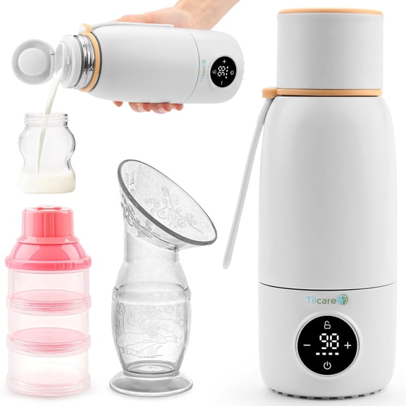 Portable Bottle Warmer for Travel - Fast Heat Travel Bottle Warmer for Breastmilk, USB on The Go 17oz 12H Baby Bottle Milk Warmer - Wireless Car Bottle Water Warmer, Orange