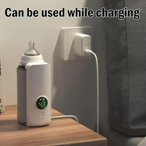 Portable Bottle Warmer – Wireless, Rechargeable Travel Milk and Water Warmer with Fast Heating, Accurate Temperature Control, 10oz Capacity,LED Display, Universal Fit for Stroller, Car, and On-the-Go