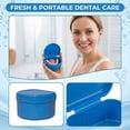 thumbnail image 1 of Portable Braces Cleaning Box, Denture Cleaner Container with Built-in Brush, Travel Teeth Case for Retainer and Aligner, Home and Hotel(Blue), 1 of 5